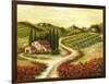 Tuscan Road With Poppies-Marilyn Dunlap-Framed Art Print