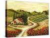 Tuscan Road With Poppies-Marilyn Dunlap-Stretched Canvas