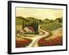 Tuscan Road With Poppies-Marilyn Dunlap-Framed Art Print