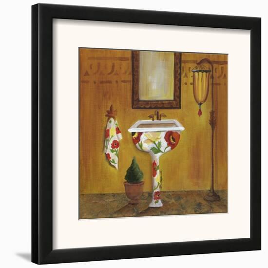 Tuscan Sink in Poppies-Cat Heartgeaves-Framed Art Print