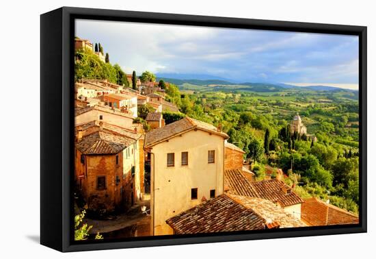 Tuscan Town at Sunset-Jeni Foto-Framed Stretched Canvas