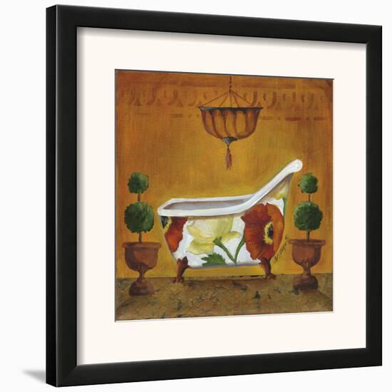 Tuscan Tub in Poppies-Cat Heartgeaves-Framed Art Print