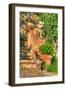 Tuscan Vertical Cat on Stairs-Robert Goldwitz-Framed Photographic Print