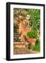Tuscan Vertical Cat on Stairs-Robert Goldwitz-Framed Photographic Print