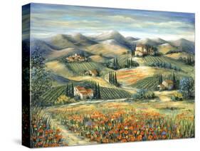 Tuscan Villa and Poppies-Marilyn Dunlap-Stretched Canvas