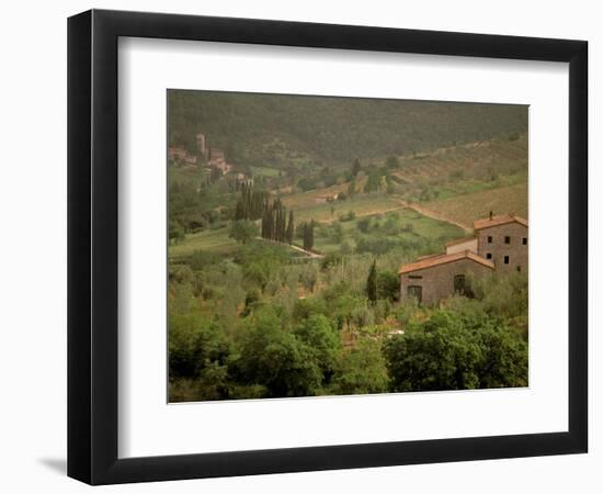 Tuscan Villa View, Radda in Chianti, II Chianti, Tuscany, Italy-Walter Bibikow-Framed Photographic Print