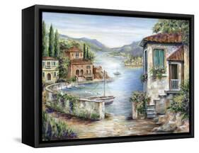 Tuscan Villas on the Lake-Marilyn Dunlap-Framed Stretched Canvas