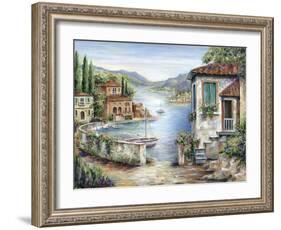 Tuscan Villas on the Lake-Marilyn Dunlap-Framed Art Print