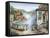 Tuscan Villas on the Lake-Marilyn Dunlap-Framed Stretched Canvas