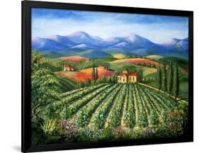 Tuscan Vineyard and Abbey-Marilyn Dunlap-Framed Art Print