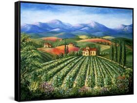 Tuscan Vineyard and Abbey-Marilyn Dunlap-Framed Stretched Canvas
