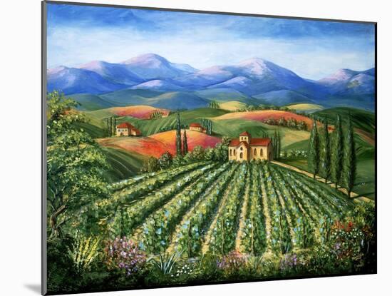 Tuscan Vineyard and Abbey-Marilyn Dunlap-Mounted Art Print