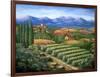 Tuscan Vineyard and Village-Marilyn Dunlap-Framed Art Print