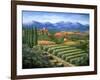 Tuscan Vineyard and Village-Marilyn Dunlap-Framed Art Print