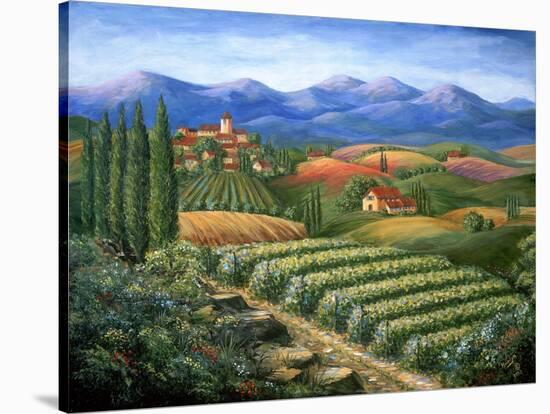 Tuscan Vineyard and Village-Marilyn Dunlap-Stretched Canvas