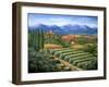 Tuscan Vineyard and Village-Marilyn Dunlap-Framed Art Print