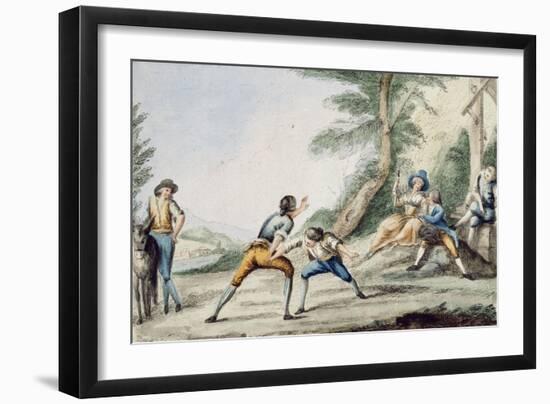 Tuscan Wrestling, Colour, Italy, 18th Century-null-Framed Giclee Print