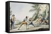 Tuscan Wrestling, Colour, Italy, 18th Century-null-Framed Stretched Canvas