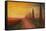 Tuscany Alley Way with Cypress at Dusk-Markus Bleichner-Framed Stretched Canvas