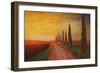 Tuscany Alley Way with Cypress at Dusk-Markus Bleichner-Framed Premium Giclee Print