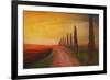 Tuscany Alley Way with Cypress at Dusk-Markus Bleichner-Framed Art Print