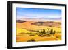 Tuscany, Farmland and Cypress Trees, Green Fields. San Quirico Orcia, Italy.-stevanzz-Framed Premium Photographic Print