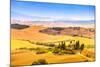 Tuscany, Farmland and Cypress Trees, Green Fields. San Quirico Orcia, Italy.-stevanzz-Mounted Photographic Print