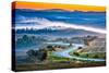 Tuscany Foggy Landscape at Sunrise, Italy-sborisov-Stretched Canvas