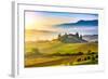 Tuscany Foggy Landscape at Sunrise, Italy-sborisov-Framed Photographic Print