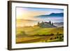 Tuscany Foggy Landscape at Sunrise, Italy-sborisov-Framed Photographic Print