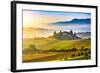 Tuscany Foggy Landscape at Sunrise, Italy-sborisov-Framed Photographic Print