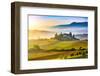 Tuscany Foggy Landscape at Sunrise, Italy-sborisov-Framed Photographic Print