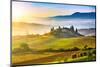 Tuscany Foggy Landscape at Sunrise, Italy-sborisov-Mounted Photographic Print