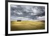 Tuscany, Val D'Orcia, Italy. Cypress Trees in a Yellow Meadow Field with Clouds Gathering-Francesco Riccardo Iacomino-Framed Photographic Print