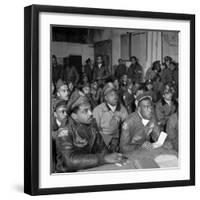 Tuskegee Airmen Attend a Briefing in Ramitelli, Italy, March 1945-null-Framed Photo