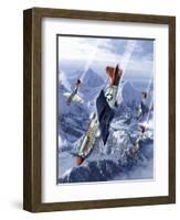 Tuskegee Airmen Flying Near the Alps in their P-51 Mustangs-Stocktrek Images-Framed Art Print