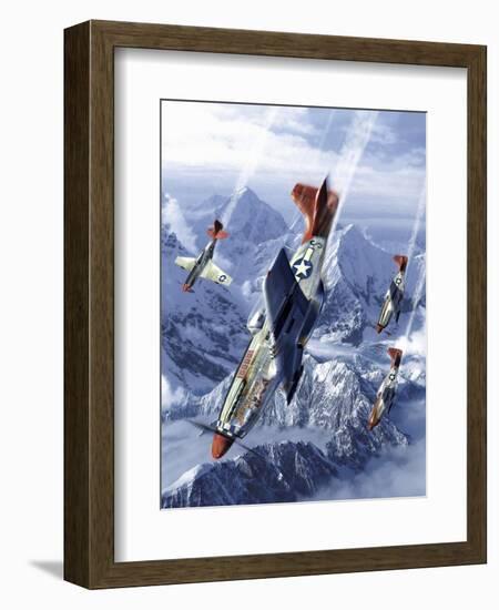 Tuskegee Airmen Flying Near the Alps in their P-51 Mustangs-Stocktrek Images-Framed Art Print