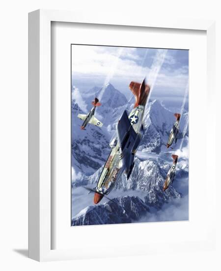 Tuskegee Airmen Flying Near the Alps in their P-51 Mustangs-Stocktrek Images-Framed Art Print