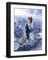 Tuskegee Airmen Flying Near the Alps in their P-51 Mustangs-Stocktrek Images-Framed Art Print