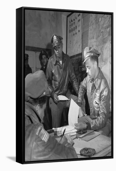 Tuskegee Airmen Woodrow W. Crockett and Edward C. Gleed, Ramitelli, Italy, March 1945-null-Framed Stretched Canvas