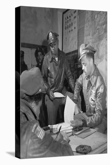 Tuskegee Airmen Woodrow W. Crockett and Edward C. Gleed, Ramitelli, Italy, March 1945-null-Stretched Canvas