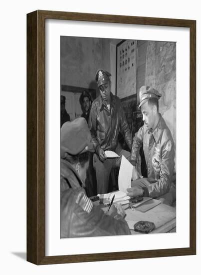 Tuskegee Airmen Woodrow W. Crockett and Edward C. Gleed, Ramitelli, Italy, March 1945-null-Framed Art Print