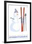 Tussey Mountain, Pennsylvania, Snowman with Skis-Lantern Press-Framed Art Print