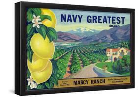 Tustin, California, Navy Greatest Brand Citrus Label-null-Framed Poster