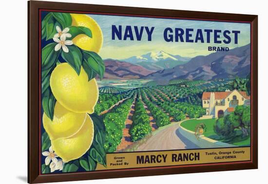 Tustin, California, Navy Greatest Brand Citrus Label-Lantern Press-Framed Art Print