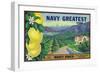 Tustin, California, Navy Greatest Brand Citrus Label-Lantern Press-Framed Art Print