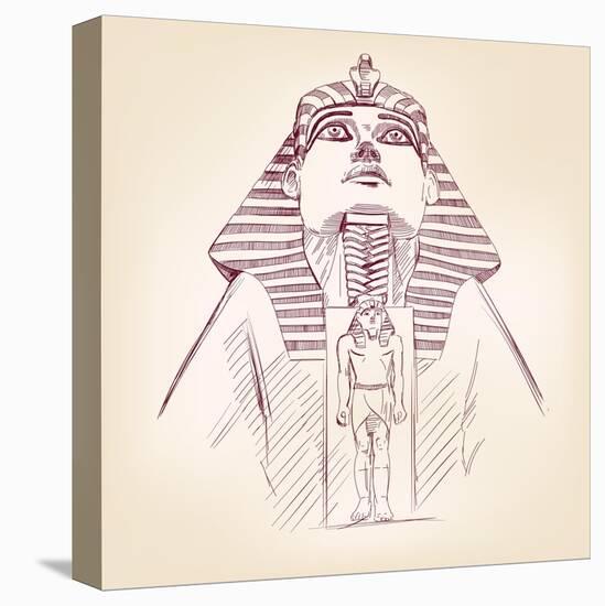 Tutankhamun Egyptian Pharaoh Vector Llustration-VladisChern-Stretched Canvas