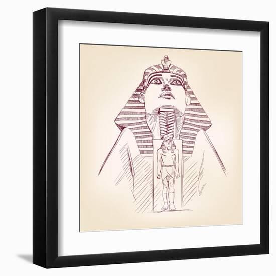 Tutankhamun Egyptian Pharaoh Vector Llustration-VladisChern-Framed Art Print