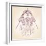 Tutankhamun Egyptian Pharaoh Vector Llustration-VladisChern-Framed Art Print