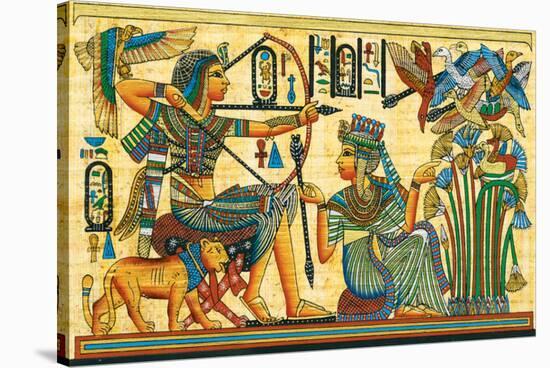 Tutankhamun Hunting Birds-null-Stretched Canvas